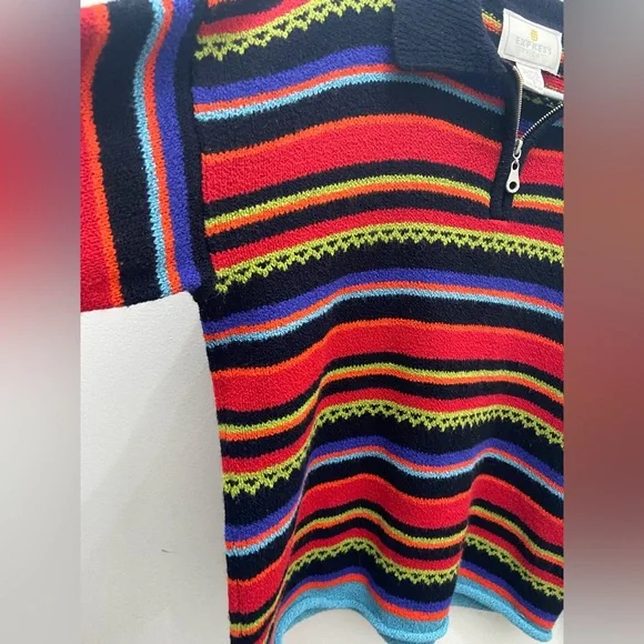 Vintage Express Tricot Sweater Striped Quarter Zip - Picture 4 of 4